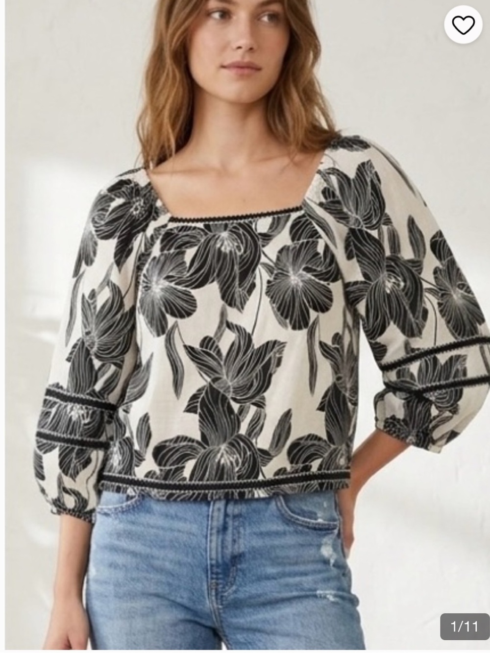 Tahari 100% Linen Balloon-Sleeve Blouse Size Large
